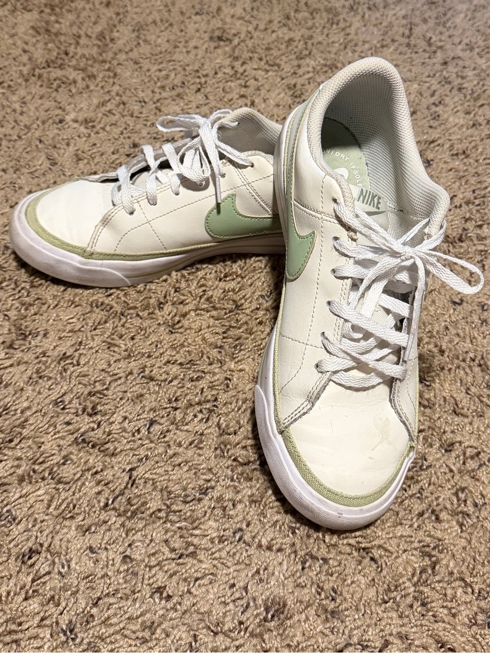 Nike Sneakers with Light Green Swoosh